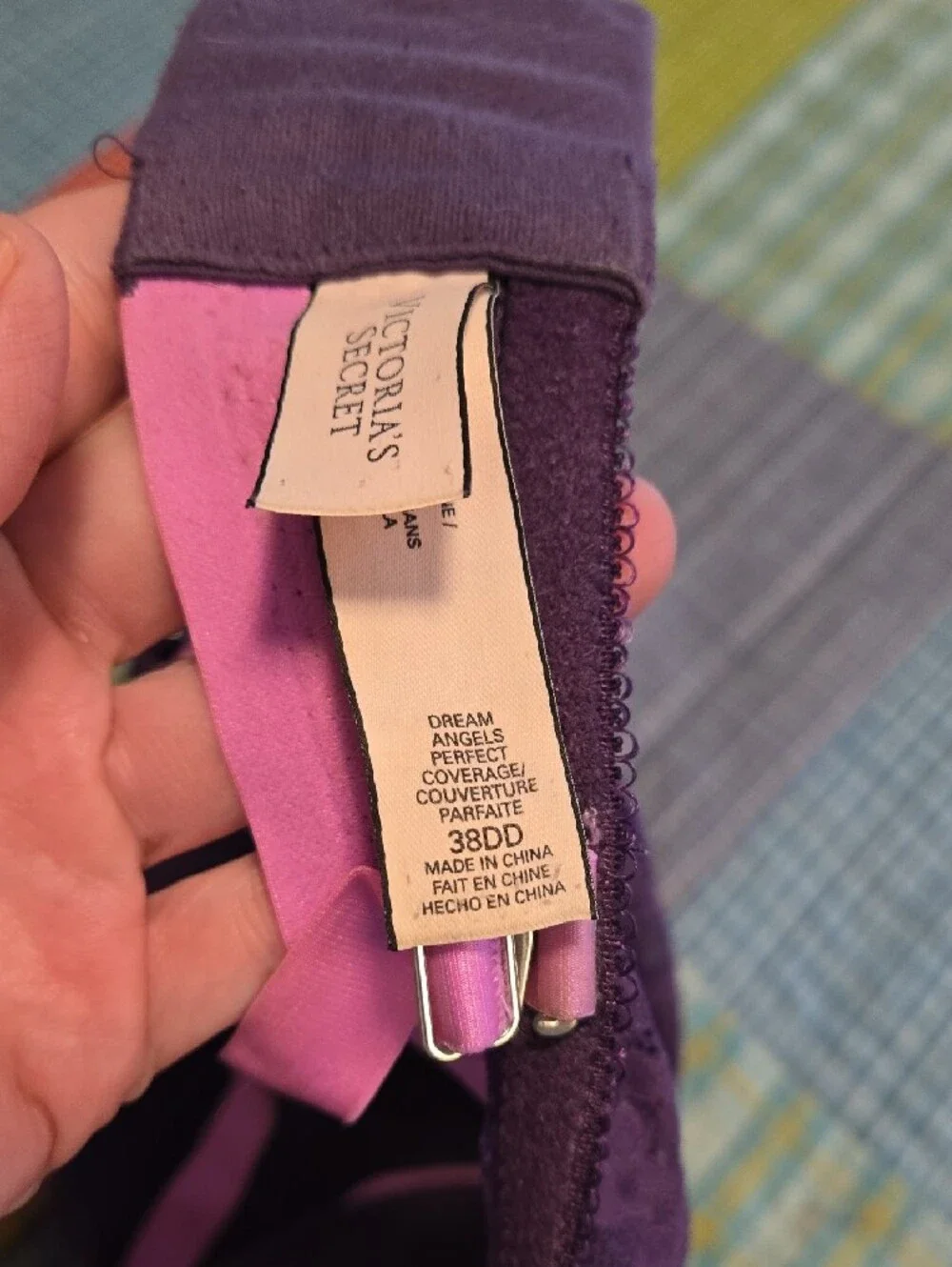 Victoria's Secret Purple Lace Push-Up Bra with Pink Straps